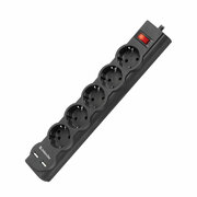 PrelungitorcuprotectieDefenderDFS751,black,1.8m,5sockets,2xUSB
