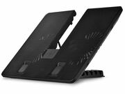 "NotebookCoolingPadDeepcoolU-PAL,15.6'',2x140mmfan,2xUSBFanDimension:140X140X15mmOverallDimension:390X280X27.5mmMaterial:MetalMeshPanel+PlasticBaseWeight:765gRatedVoltage:5VDCOperatingVoltage:4.5~5VDCSt