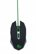 GembirdMUSG-001-G,GamingOpticalMouse,2400dpiadjustable,6buttons,Illuminatedscrollwheel,logoandsideaccents;Non-sliprubberizedergonomicdesign,Practicaltanglefreenylonmeshcable,USB,Black-Green
