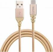 CabludedateTellurUSB-LightningMFiKevlar1m,2.4A,roz-auriu