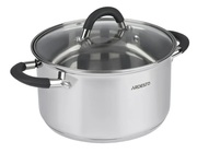 КастрюляArdestoGeminiSalerno,стекляннаякрышка,3.6л,серыеручкиссиликоном,нержавеющаясталь