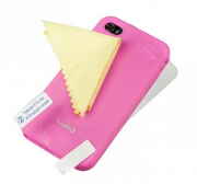 Logic3IPP220PKPinkSiliconeCaseforiPhone4S+screenprotector+MicrofiberCloth
