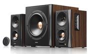 EdifierS360DBBrown,HI-Ressound2.1/150W(75W+2x40W)RMS,AudioIn:Bluetooth4.1aptXWirelessSound,RCAx2,PC,AUX,optical,coaxial,remotecontrol,allwooden,(sub.8"+satl.(3,5"+1"))