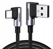 UGREENCableUSBType-CtoType-C3.0,90-DegreeAngledUS3343A,2m,Black