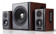 EdifierS350DBBrown,2.1/RMS150W(70W+2x40W),AudioIn:Bluetooth5.0aptXWirelessSound,RCAx2,PC,AUX,optical,coaxial,remotecontrol,allwooden,(sub.8"+satl.(3,5"+1")