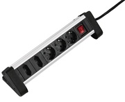 Hama5-WayPowerStripforDesks,aluminium,black