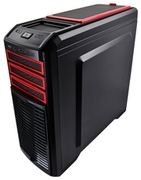 DEEPCOOL"KENDOMENRD"ATXCase,withSide-Window,withoutPSU,Tool-less,5fanspre-installed(2x120mmRedLEDfanand3x120mmblackfan),Fan-speedadjustingswitch,BottommountedPSU,1xUSB3.0,2xUSB2.0/Audio,Black/Red