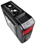 DEEPCOOL"KENDOMENRD"ATXCase,withSide-Window,withoutPSU,Tool-less,5fanspre-installed(2x120mmRedLEDfanand3x120mmblackfan),Fan-speedadjustingswitch,BottommountedPSU,1xUSB3.0,2xUSB2.0/Audio,Black/Red