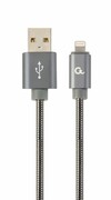 CableUSB2.0/8-pin(Apple)-1m-CablexpertCC-USB2S-AMLM-1M-BG,PremiumspiralmetalUSBto8-pincharginganddatacableforAppleiPhoneoriPad,upto480Mb/s,cottonbraided,blister,grey