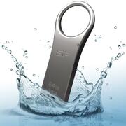 64GBUSB3.0FlashDriveSiliconPower"JewelJ80",Titanium,MetalCase,KeyRing(R/W:80/20MB/s)