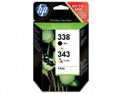 HP338&HP343InkCartridge,Packof2cartridges:BlackandTriColor