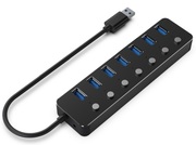 USB3.0Hub7-portwithswitches,Cable24cm,GembirdUHB-U3P7P-01,Black