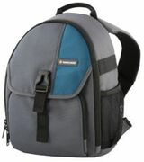 "SlingBagVanguardZIIN37BLBlueOneDSLRwithstandardzoomlensattached,oneextralensoraflashunitandaccessories(memorycards,cables,batteryandcharger)"