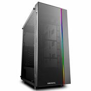 DEEPCOOL"MATREXX55ADD-RGB"ATXCase,withSide-Window(fullsized4mmthickness),TemperedGlassSide&Frontpanel,withoutPSU,Tool-less,RGBLEDStripinthefront,2extraconnectorsfor5VADD-RGBdevices,1xUSB3.0,2xUSB2.0/Audio,Black