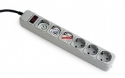 GembirdSurgeProtectorSPG6-B-6C,6Sockets,1.8m,upto250VAC,16A,safetyclassIP20,Grey