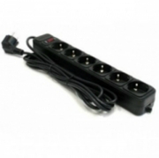 SurgeProtector6Sockets,1.8m,SvenOptima,BLACK,Retailpack,flame-retardantmaterial
