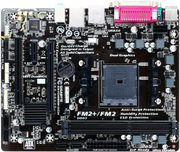 "MBSFM2+GigabyteGA-F2A68HM-DS2H1.1(AMDA68,mATX)AMDAseries&Athlonseriesprocessors2xDDR3(2400OC/1866/1600/1333/1066),VGA,HDMI,1xPCI-Ex16,1xPCI+2xPCI-Ex1,4xSATA6Gb/s,RAID0/1/10,2xUSB3.0,8xUSB2.0,GbitLAN,HDAudio8ch."