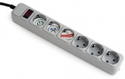 GembirdSurgeProtectorSPG6-B-6C,6Sockets,1.8m,upto250VAC,16A,safetyclassIP20,Grey