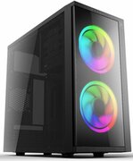 2EComputercaseBASIS(RD858)MiniT,MicroATX,MiniITX,2xUSB3.0,2x120mmARGB,acrylic(sidepanel),withoutPSU,black