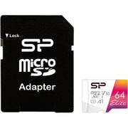 64GBmicroSDClass10A1V10UHS-I+SDadapterSiliconPowerEliteColormicroSDXC,Upto:100MB/s