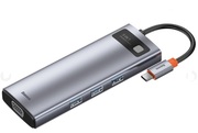 DockingStationBaseusMetalGleam9-in-1,USBType-Cto3xUSB3.0,TypeCPD100W,HDMI4K@30Hz,RJ-45Gigabit,SD,MicroSD,VGA,GreyCAHUB-CU0G