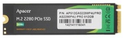 .M.2NVMeSSD512GBApacerAS2280P4U[PCIe3.0x4,R/W:3500/2300MB/s,400/600KIOPS,350TB,3DTLC]