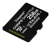 256GBmicroSDClass10A1UHS-I+SDadapterKingstonCanvasSelectPlus,600x,Upto:100MB/s