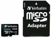 128GBmicroSDClass10A1UHS-I+SDadapterVerbatimPremiummicroSDXC,600x,Upto:90MB/s