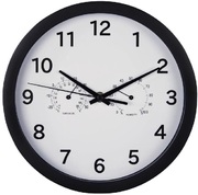 Hama186342"PurePlus"WallClock,25cm,withThermometer/Hygrometer,Quiet,black