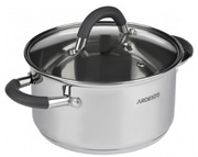 КастрюляArdestoGeminiSalerno,стекляннаякрышка,0.8л,ручкиссиликоном,нержавеющаясталь