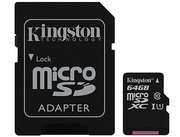 64GBKingstonCanvasSelectPlusSDCS2/64GBmicroSDHC,100MB/s,(Class10UHS-I)+AdapterMicroSD->SD(carddememorie/картапамяти)