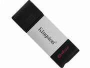 64GBUSB-С3.2KingstonDataTraveler80,Black/Silver,USB-C,Capdesign,Stylishandslimmetal&plasticcasingfits,KeyringLoop(Read200MByte/s)