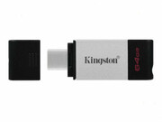 64GBUSB-С3.2KingstonDataTraveler80,Black/Silver,USB-C,Capdesign,Stylishandslimmetal&plasticcasingfits,KeyringLoop(Read200MByte/s)