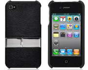 LUXA2PH4LHA0015MetallicStandCaseforiPhone4,PULeather,MetallicStand,Black