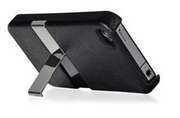 LUXA2PH4LHA0015MetallicStandCaseforiPhone4,PULeather,MetallicStand,Black