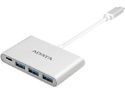 AdataHub,USBType-Cto3-PortsUSB-A3.1,Silver,Aluminum-Casing(ACA3HUBAL-CSV)