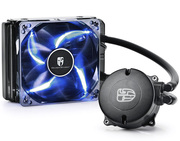 DEEPCOOLLiquidCooler"MAELSTROM120T",Socket2011/1155/1150/775&FM2+/AM3+,upto150W,1xPWMfanwithBlueLED:120х120х25mm,120mmaluminumfins,fans:600~1800rpm,pump:2400rpm,17.8~34.1dBA,83.64CFM,4pin,HydroBearing,Copperbase