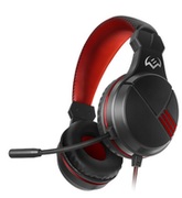 SVENAP-G828MV,GamingHeadphoneswithmicrophone,2*3.5mm(3pin)stereomini-jack(connectorforPC),volumecontrolonthecable,Non-tanglingcablewithfabricbraid,Cablelength:2.2m,Black/Red