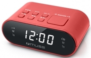 DualAlarmClockRadioMuseM-10RED,0.6inchwhiteLEDDisplay,Dimmer(High/Low/Off),PLLRadiowith20FMpresetstations,WakeupbyRadioorBuzzer,Snooze,Sleep,AC230V,Batterybackup:3V2?1.5VAAA(notincluded),45x70x120mm