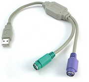 EsperanzaCableUSB-PS/2,USBto2portsPS/2converter,0.5m