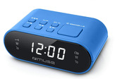 DualAlarmClockRadioMuseM-10BLUE,0.6inchwhiteLEDDisplay,Dimmer(High/Low/Off),PLLRadiowith20FMpresetstations,WakeupbyRadioorBuzzer,Snooze,Sleep,AC230V,Batterybackup:3V2?1.5VAAA(notincluded),45x70x120mm
