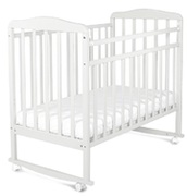 160111КроватьдетскаяМитенька(опускающаясяпланка,колесакачалка,белая)размерложа1200х600ммбелый