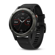 GARMINfenix5SlateGreywithblackband,MultisportGPSWatchforSport,1.2",Waterrating10ATM,BatterylifeSmartmode:Upto2weeks,64MB,GPS,Compass,Bluetooth,Smart,ANT+,SmartnotificationsandActivityTrackingFeatures,156g