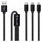 CabluTellurdedate3in1,USB-microUSB,1m,(TLL155211),negru