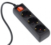 UPSpowerstripGembirdEG-PSU3-01,3Schukosockets,fusedswitch,10A,C14plug,0.6mcable,black