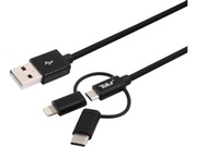 CabluTellurdedate3in1,USB-microUSB+adaptor(TLL155291)MFiLightning+adaptor