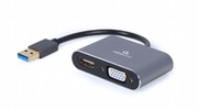 AdapterUSBtoHDMI+VGA-GembirdA-USB3-HDMIVGA-01,USBtoHDMI+VGAdisplayadapter,Supportsresolutions4Kat30HzforHDMIandVGAupto1080pat60Hz,15cm,SpaceGrey