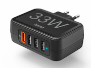 Hama4PortsQuickCharger,Qualcomm®3.0,4xUSB-A,33W,black