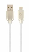 BlisterMicroUSB/USB2.0,2.0m,CablexpertPremiumRubberWhite,CC-USB2R-AMmBM-2M-W
