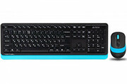 "WirelessKeyboard&MouseA4TechFG1010,Multimedia,SplashProof,1600dpi,4buttons,Black/Blue,USB.
